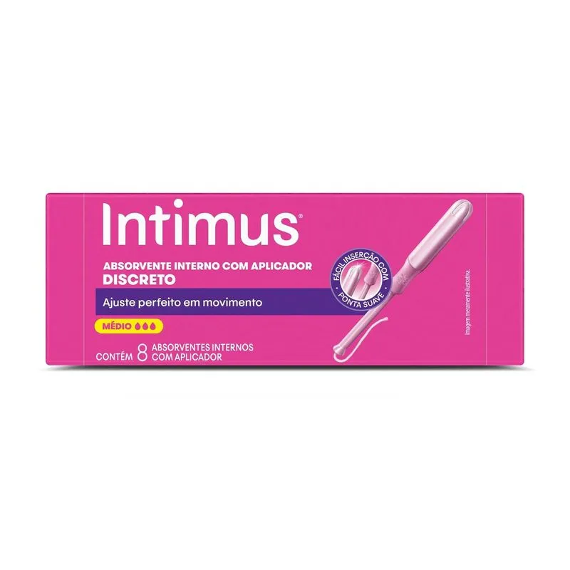 Absorvente Interno Intimus Sport Médio com Aplicador 8 Unidades
