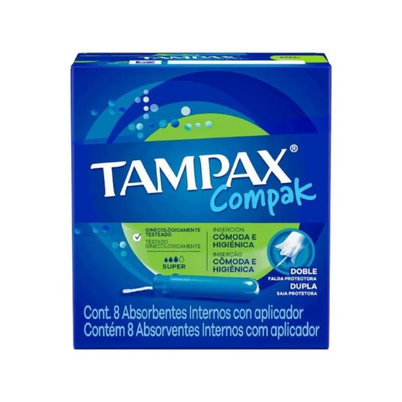 Absorvente Interno Tampax Compak Super com Aplicador 8 Unidades