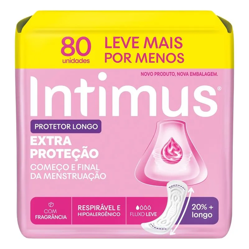 Absorvente Intimus Extra Proteção Longo Sem Abas 80 Unidades