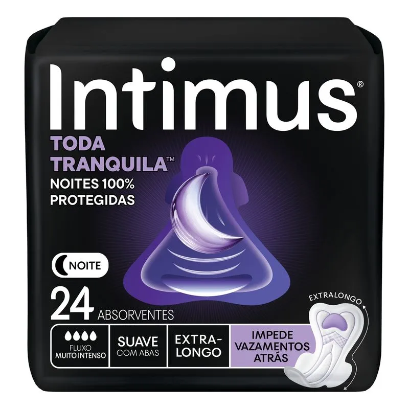 Absorvente Intimus Toda Tranquila Noite Com Abas Suave Extra Longo 24 Unidades