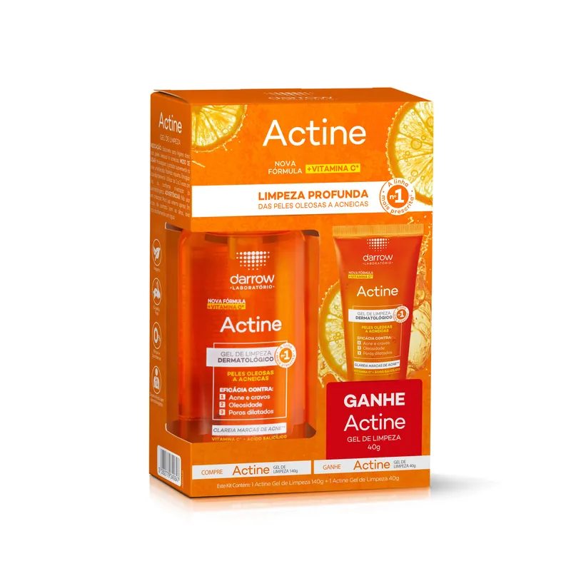 Kit Gel de Limpeza Facial Actine Darrow 140g 1 Unidade + Gel de Limpeza Facial Actine Darrow 40g 1 Unidade