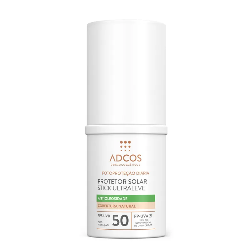 Protetor Solar Facial Adcos Ultra Leve FPS50 Antioliosidade Cor Peach Stick 15g