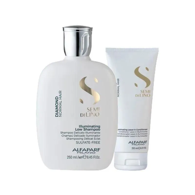 Alfaparf Semi Di Lino Diamond Illuminating Kit: Shampoo 250ml + Condicionador 200ml