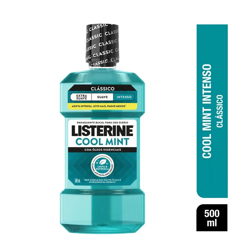 Antisséptico Bucal Listerine Cool Mint Refrescância Intensa Sabor Hortelã 500ml