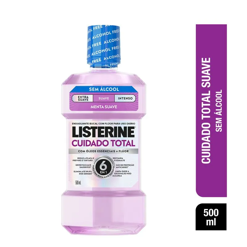 Antisséptico Bucal Listerine Cuidado Total 14 Benefícios Zero Álcool Sabor Menta Premium 500ml