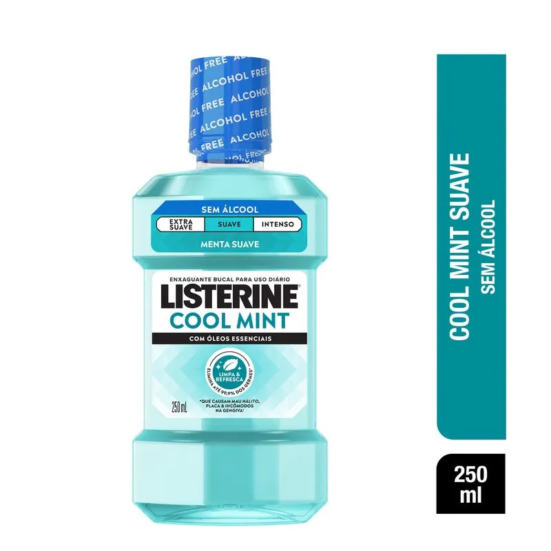 Antisséptico Bucal Listerine Cool Mint Refrescância Suave Zero Álcool Sabor Hortelã Suave 250ml