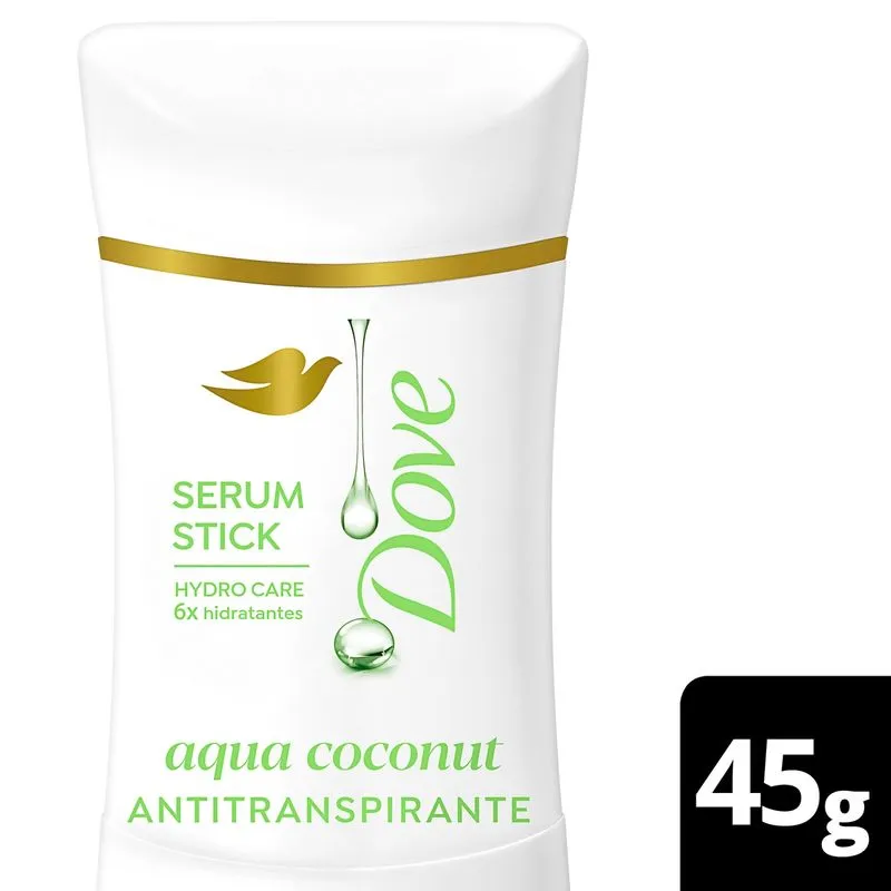 Antitranspirante Dove Stick Sérum Aqua Coconut 72h Invisível 45g