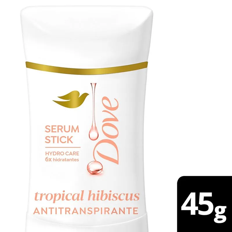 Antitranspirante Dove Stick Sérum Tropical Hibiscus 72h Invisível 45g