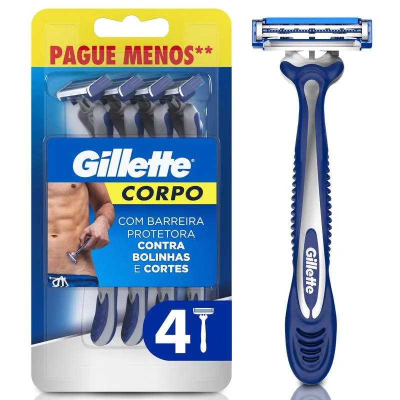 Aparelho de Depilação Corporal Descartável Gillette Corpo Aloe Vera 4 Unidades