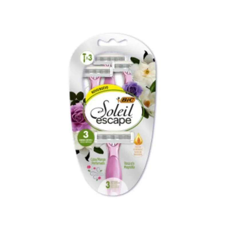 Aparelho de Depilação Descartável Bic Soleil Escape Rosa e Magnólia 3 Unidades