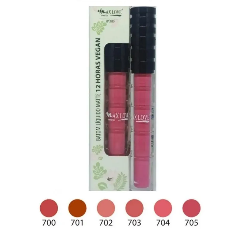 Batom Líquido 12 Horas Matte Vegano Cor: 702 Max Love