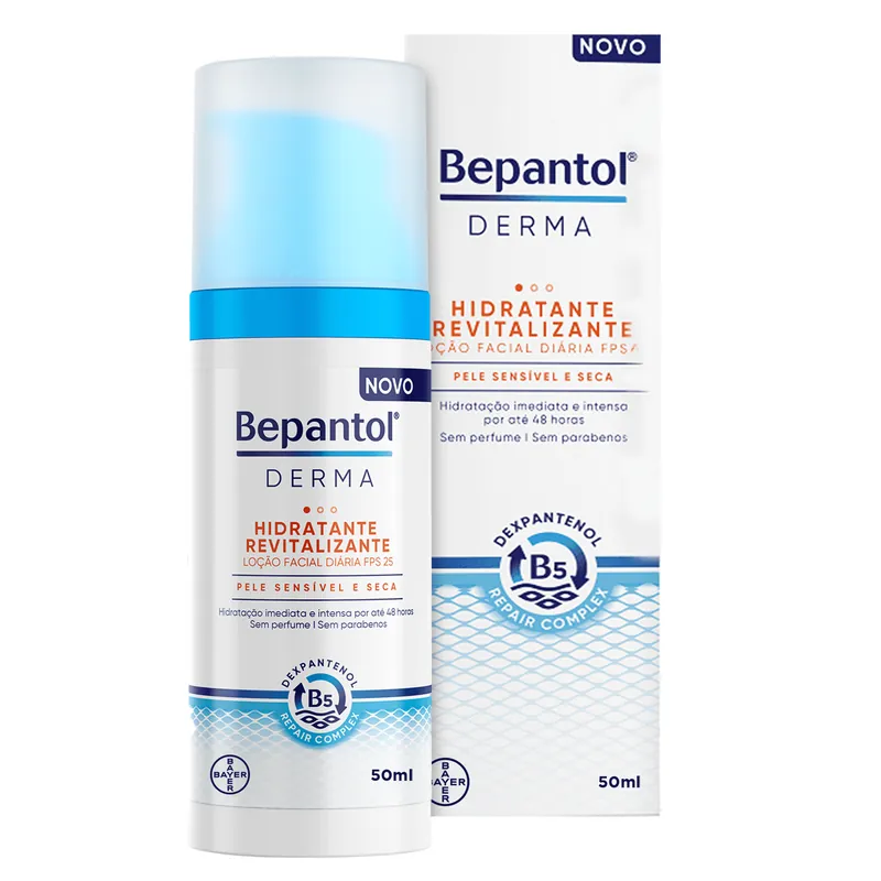 Loção Facial Bepantol Derma Hidratante Revitalizante FPS 25 Pele Seca e Sensível 50ml
