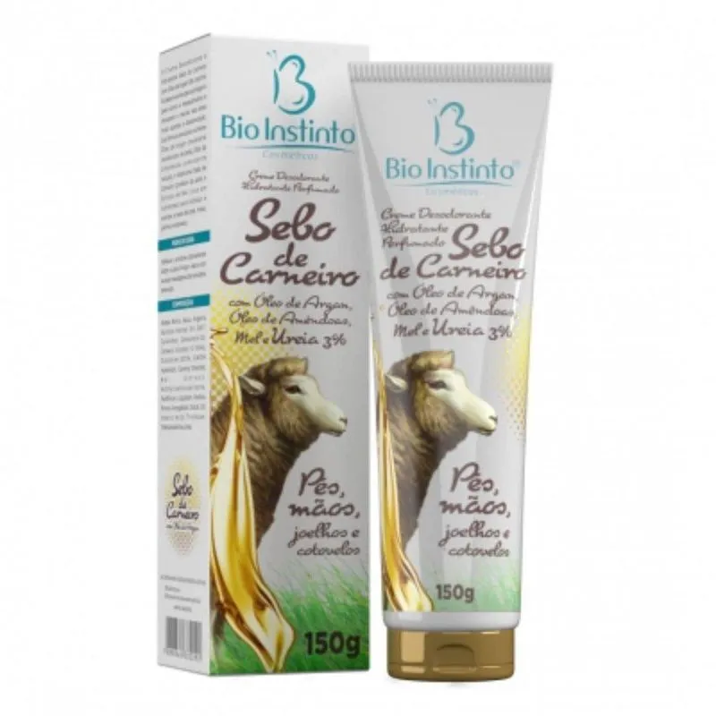 Bio Instinto Sebo de Carneiro Creme para Pés e Mãos com Argan 150g