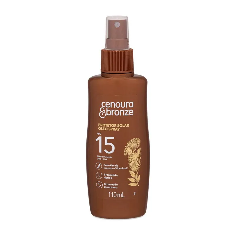 Bloqueador Solar Cenoura Bronze Fps15 Óleo Spray 110ml