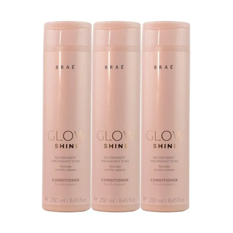 Braé Glow Shine Nutrição e Brilho Kit 3 Condicionador 250ml