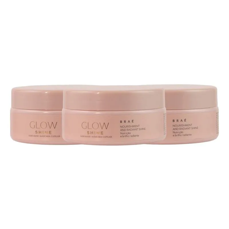 Braé Glow Shine Nutrição e Brilho Kit 3 Máscara 200g