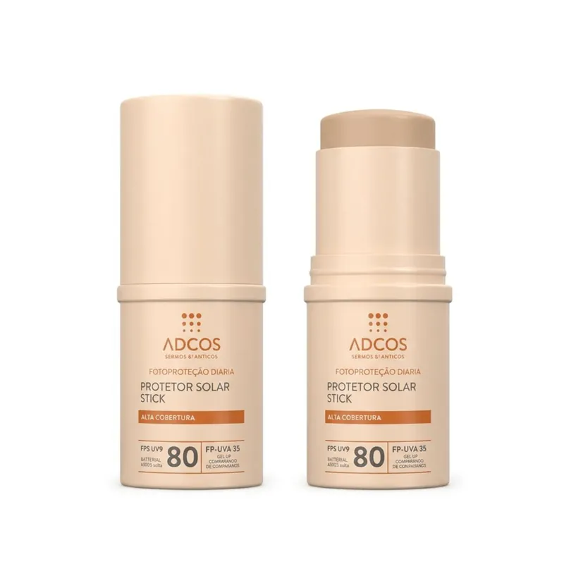Protetor Solar Facial Adcos Tonalizante FPS80 Alta Cobertura Cor Peach Stick 17g