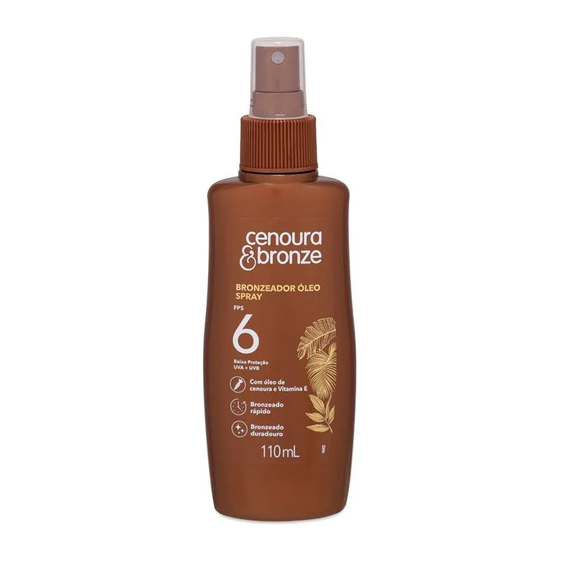 Bronzeador Óleo Cenoura Bronze Vitamina E Óleo Fps6 Spray 110ml