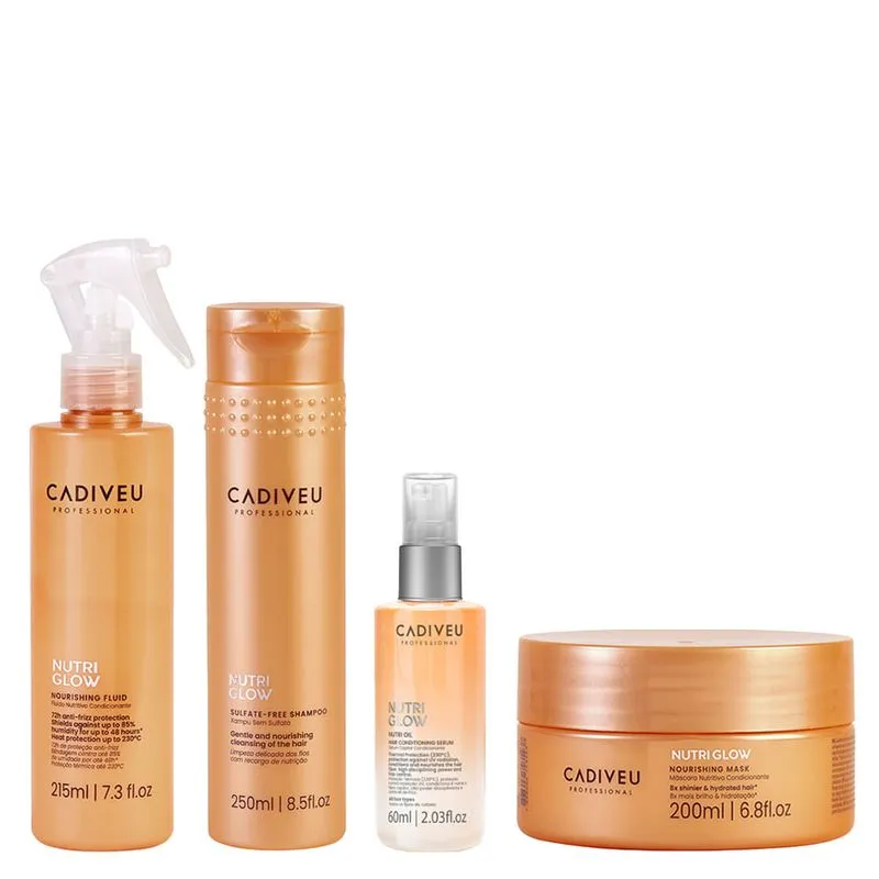 Cadiveu Professional - Kit Nutri Glow - Shampoo + Máscara + Óleo + Leave-in - 250ml + 200ml + 60ml + 215ml