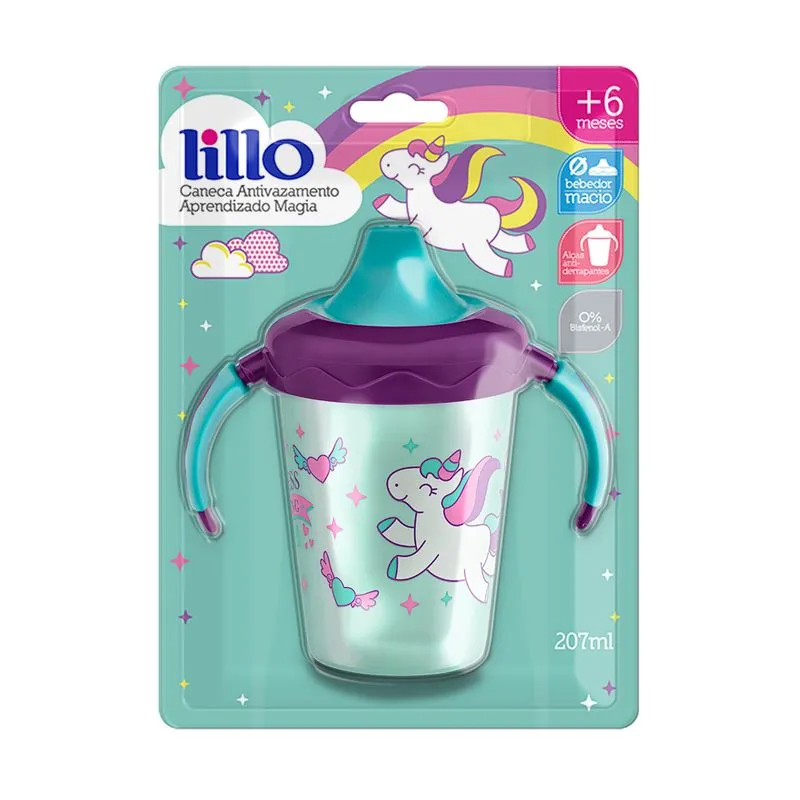 Caneca de Aprendizado Lillo Magia +6 meses Antivazamento com Alça Unicórnio 207ml 1 Unidades