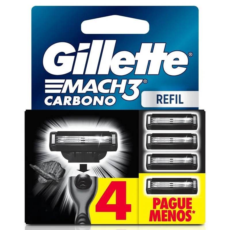 Carga para Aparelho de Barbear Gillette Mach3 Carbono 4 Unidades
