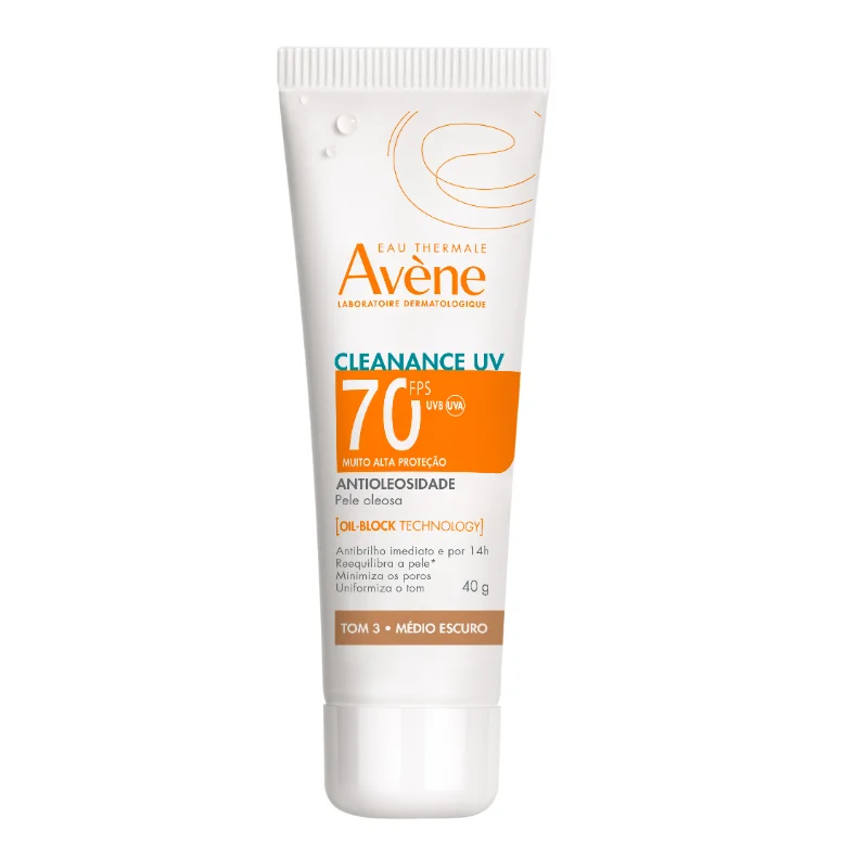 Protetor Solar Facial Avène Cleanance UV Antioleosidade FPS70 Tom 2 Médio 40g