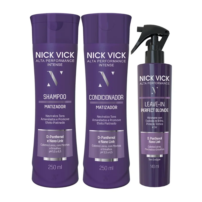 Kit NICK VICK Matizador Shampoo Cond e Leite Condicionante