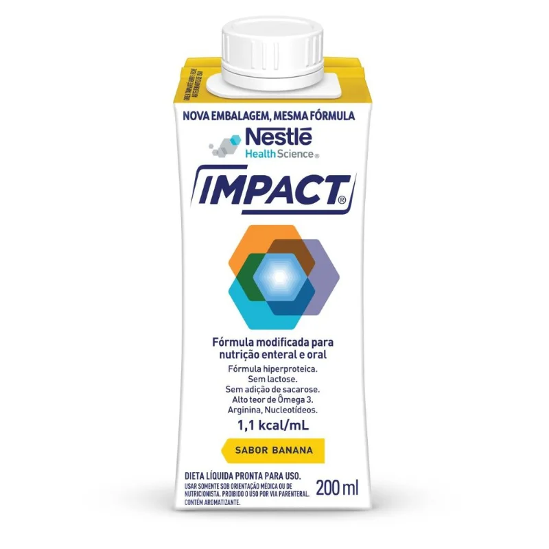 Fórmula Hiperproteica Impact Nutrição Enteral E Oral Banana Zero Lactose 200ml