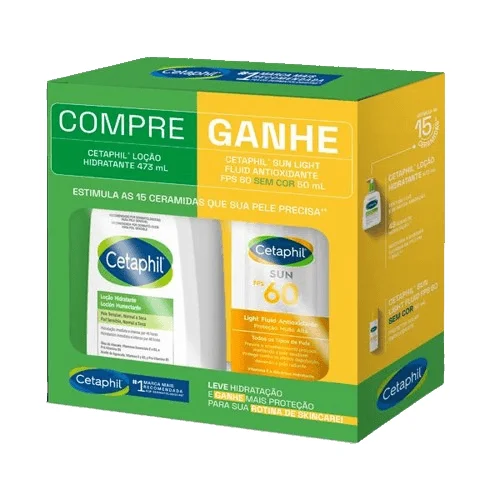 Kit Loção Hidratante Cetaphil 473ml 1 Unidade + Protetor Solar Facial Cetaphil Sun Light Fluid FPS 60 Sem Cor 50ml 1 uni