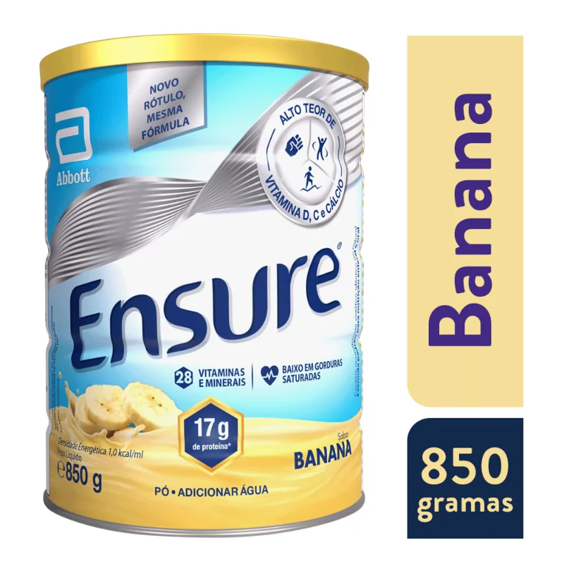 Suplemento Adulto Ensure Em Pó Sabor Banana 850g