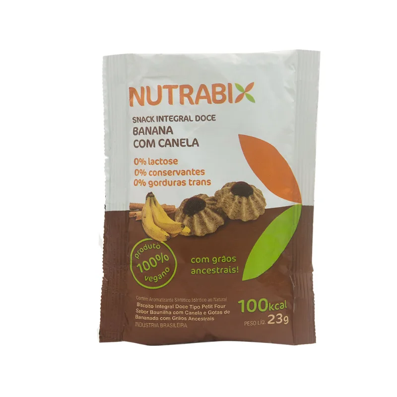 Snack Integral Vegano Nutrabix Banana Com Canela 23g