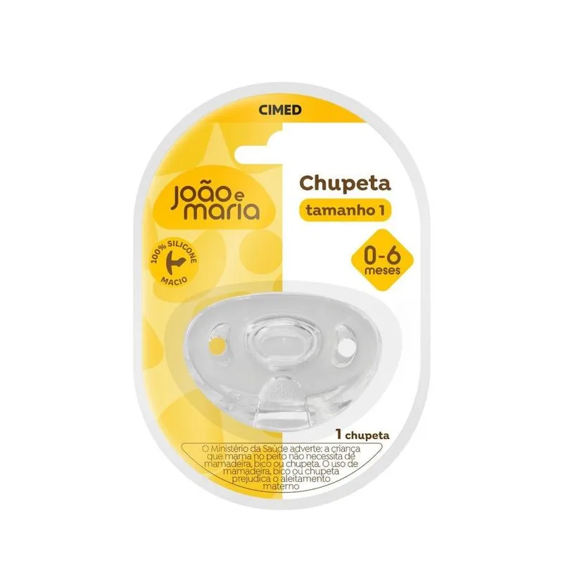 Chupeta João e Maria Ortodôntica de 0 a 6 meses Silicone Branco Tamanho 1 1 Unidade
