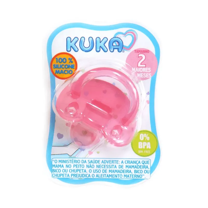 Chupeta Kuka Soft Ortodôntica +6 meses Silicone Rosa Tamanho 2 1 Unidade