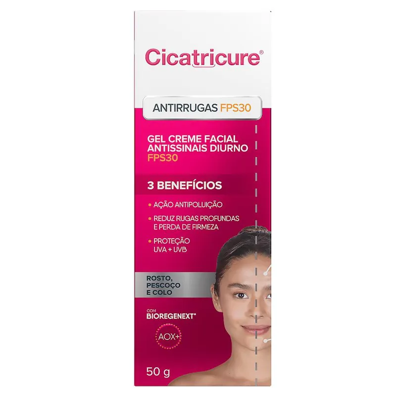 Creme Facial Cicatricure Antissinais FPS 30 50g