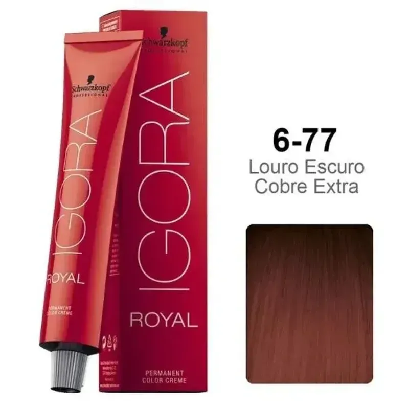 Coloração Schwarzkopf Igora Royal 60ml Cor:6-77 Louro Escuro Cobre Extra