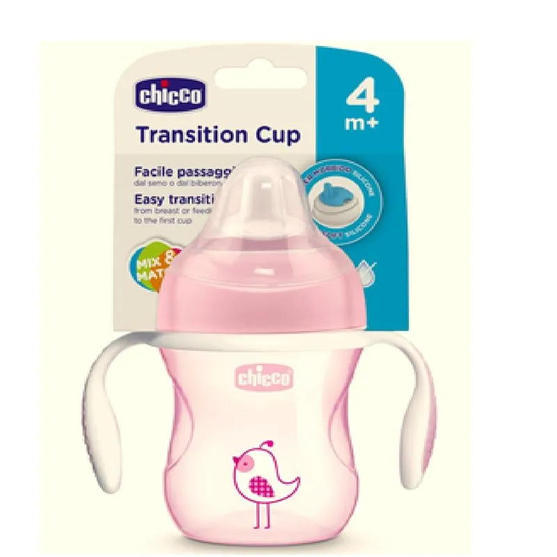 Copo de Transição Chicco Transition Cup +4 meses Antivazamento Rosa 200ml 1 Unidades