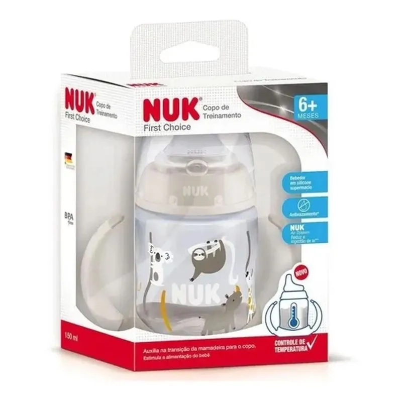 Copo de Treinamento NUK First Choice +6 meses Controle de Temperatura com Alça Neutro 150ml 1 Unidade