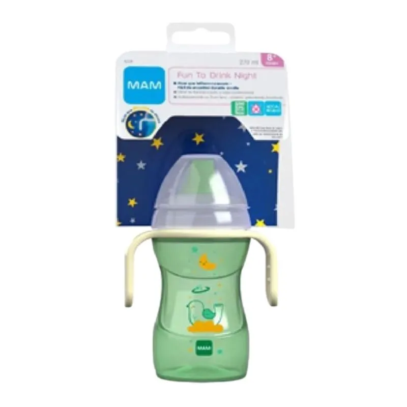 Copo de Transição MAM Fun To Drink Night Antivazamento +8 meses Neutro 270ml 1 Unidade