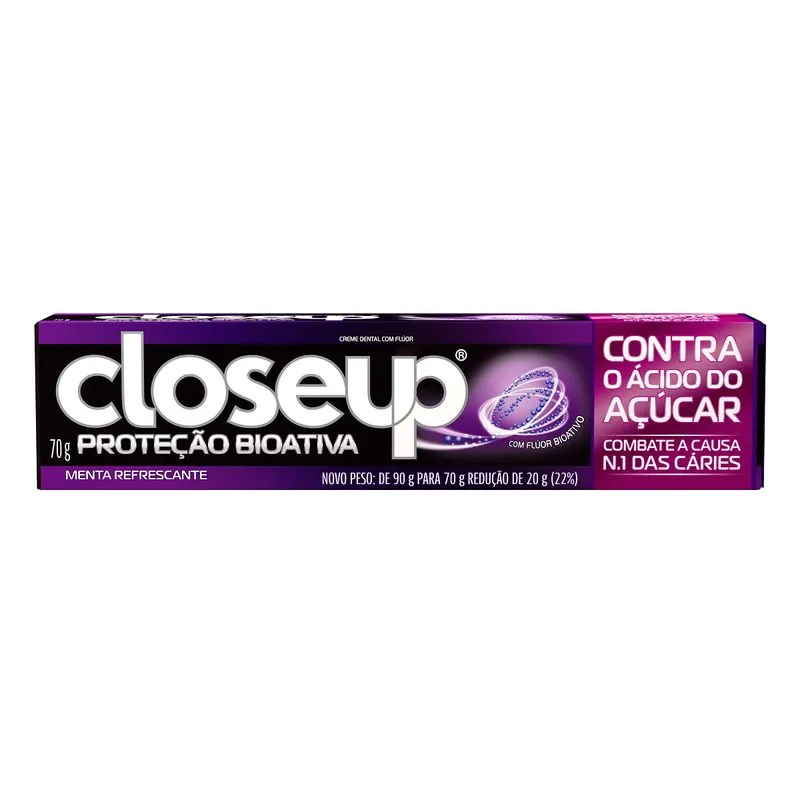 Creme Dental Closeup Proteção Bioativa Contra o Ácido do Açúcar Sabor Menta Refrescante 70g