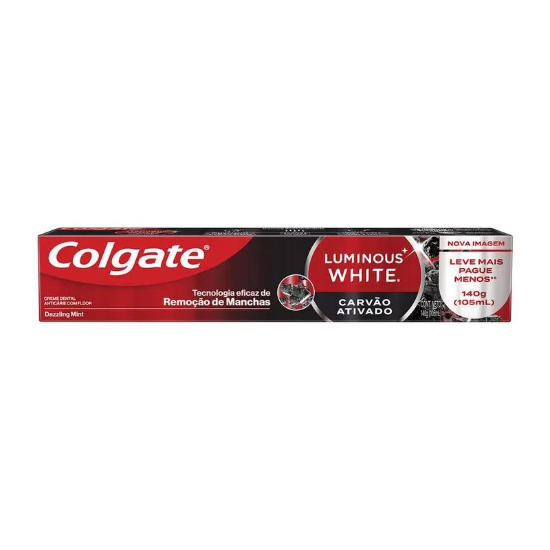 Creme Dental Colgate Luminous White Carvão Ativado Clareador 140g