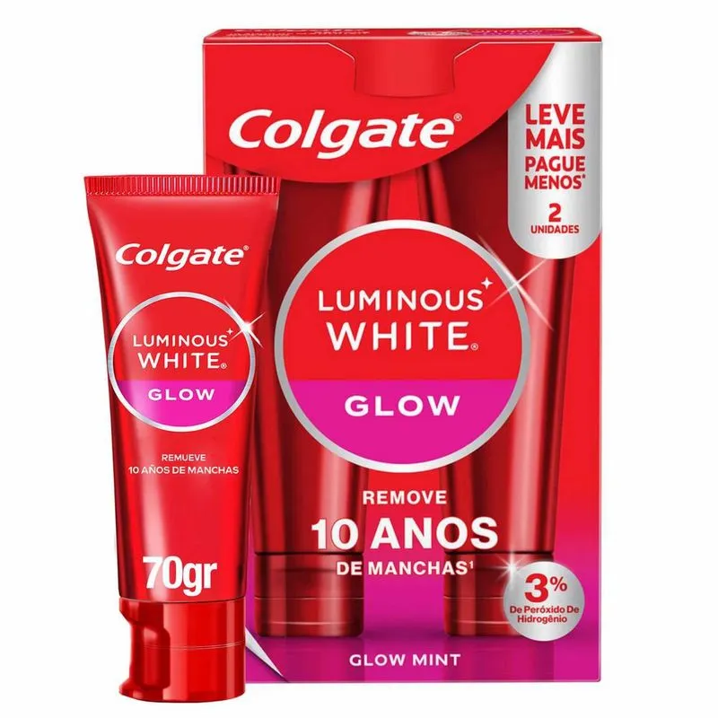 Creme Dental Colgate Luminous White Glow para Clareamento 70g - 2 Unidades