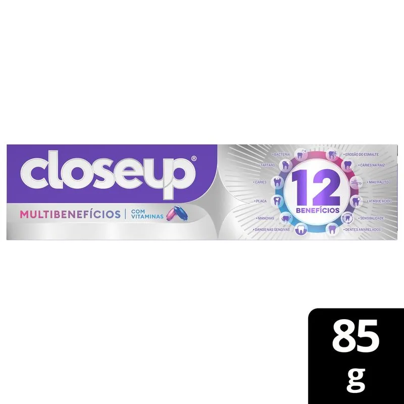 Creme Dental Closeup Multivitaminas + 12 Benefícios Fresh 85g