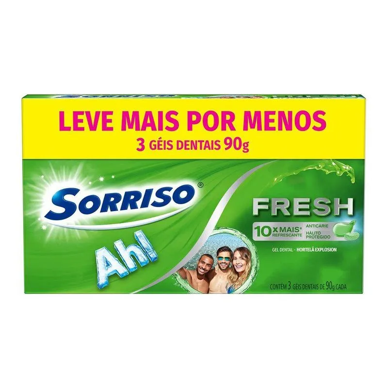 Creme Dental Sorriso Fresh Hortelã Explosion 3un de 90g