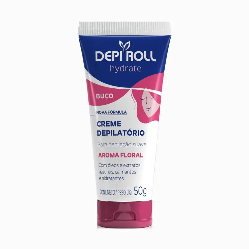 Creme Depilatório Depiroll Hidrate Facial Buço Hidratante Floral 50g