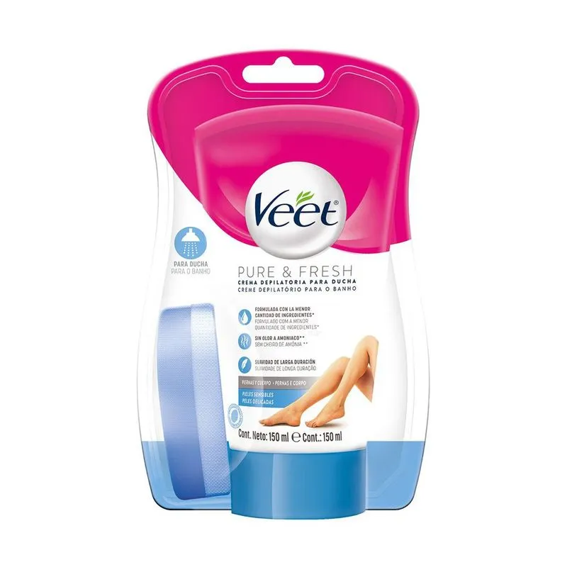 Creme Depilatório Veet Pure & Fresh Corporal para o Banho Pele Sensível 150ml