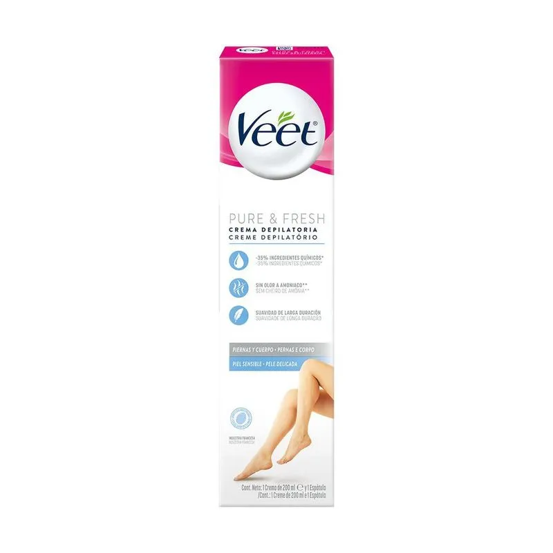 Creme Depilatório Corporal Veet Pure & Fresh Peles Delicadas 200ml
