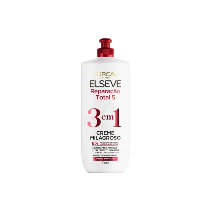 Creme de Tratamento Capilar Elseve Reparação Total 5 3 em 1 Creme Milagroso 500ml