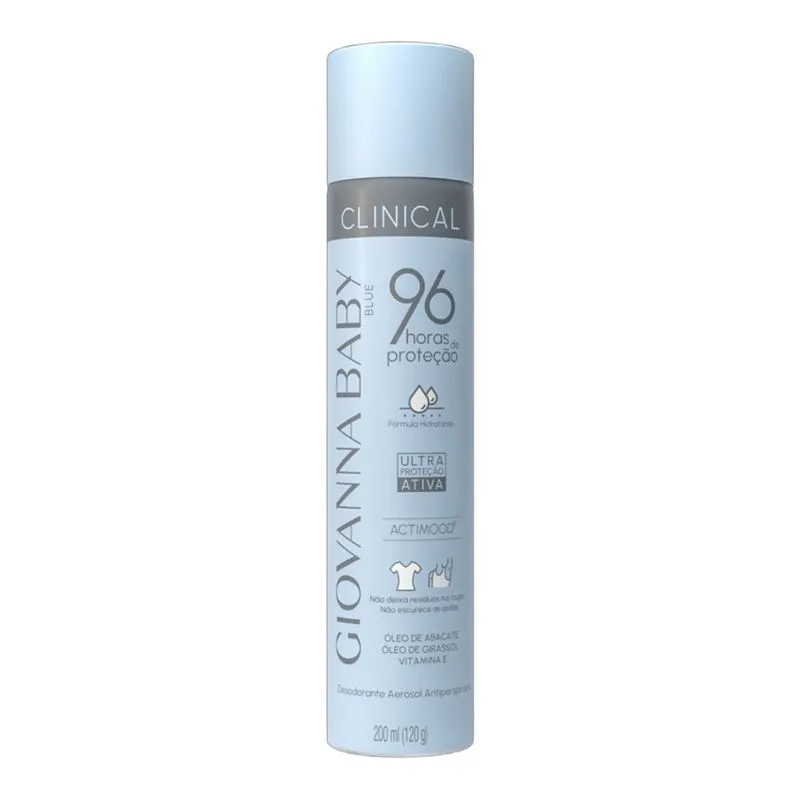 Desodorante Antitranspirante Giovanna Baby Clinical Blue 96h Aerossol 200ml