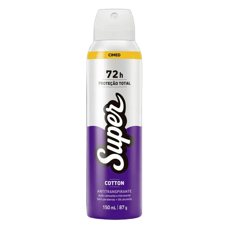 Desodorante Antitranspirante Super Woman Cotton Aerossol 150ml