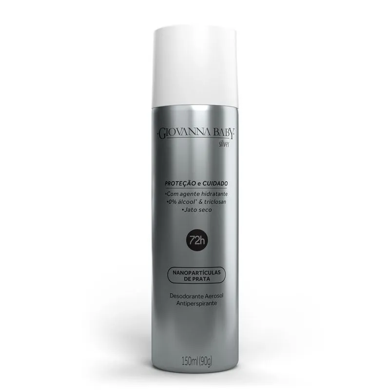 Desodorante Antiperspirante Giovanna Baby Silver 72h Aerossol 150ml